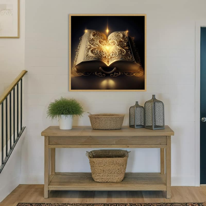 Divine Book of Love by Jake Fouracre Framed Canvas Wall Art Print - Sylvie Bright Gold