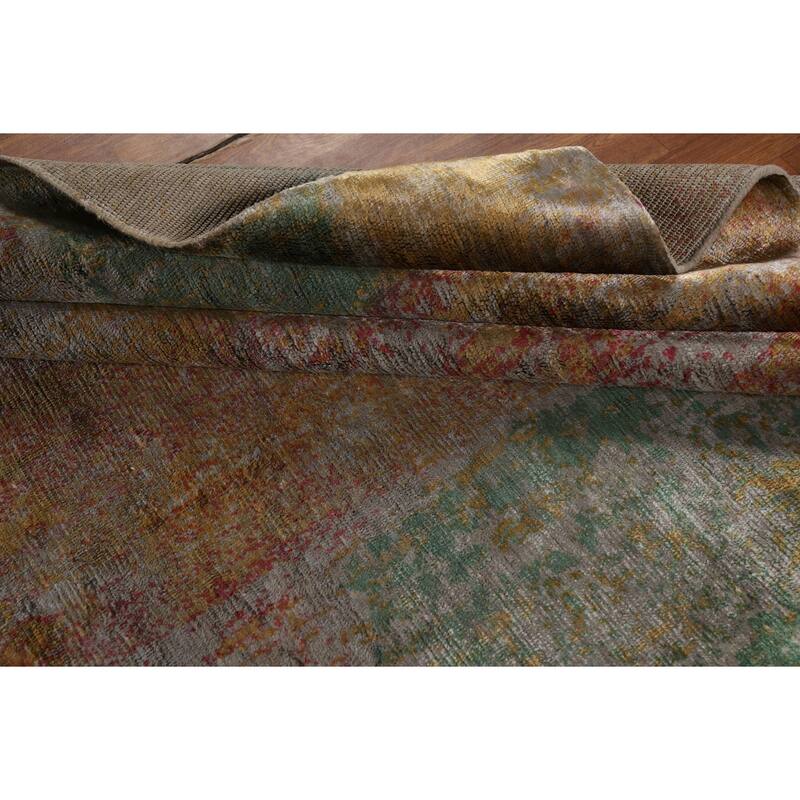Colorful Abstract Modern Area Rug Hand-Knotted Wool Carpet - 6'7" x 9'5"
