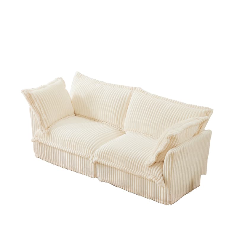 83.4" Corduroy 2-Seater Soft Multiple Sofa with Big Pillows for Living Room