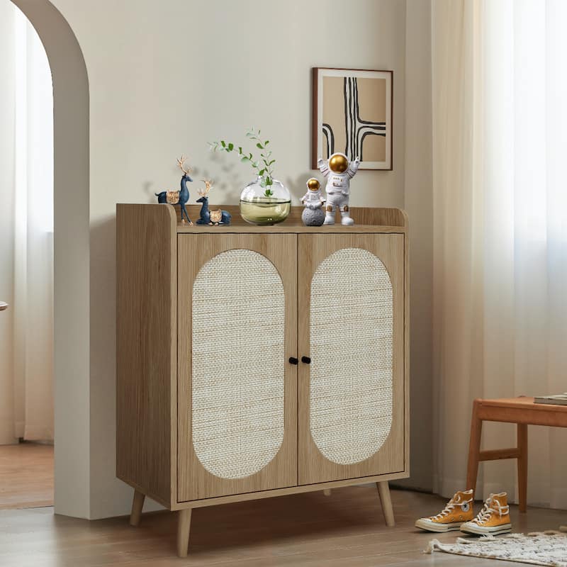 4-Tier 16 Pairs Shoe Storage Cabinet With Doors - Brown