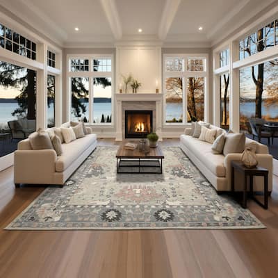 Multi Size Sage Wool Area Rug HandHooked Transitional Design Arts & Crafts