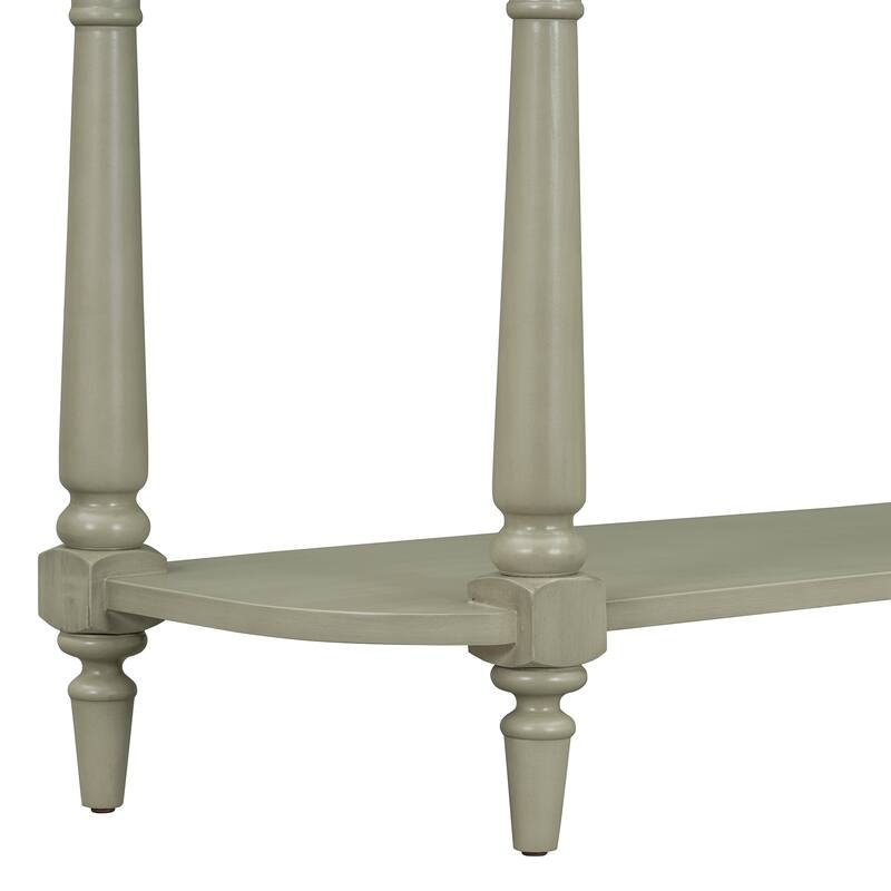 Narrow Console Table with Curved Corner, Retro Entryway Table with Top Drawer and Open Shelf