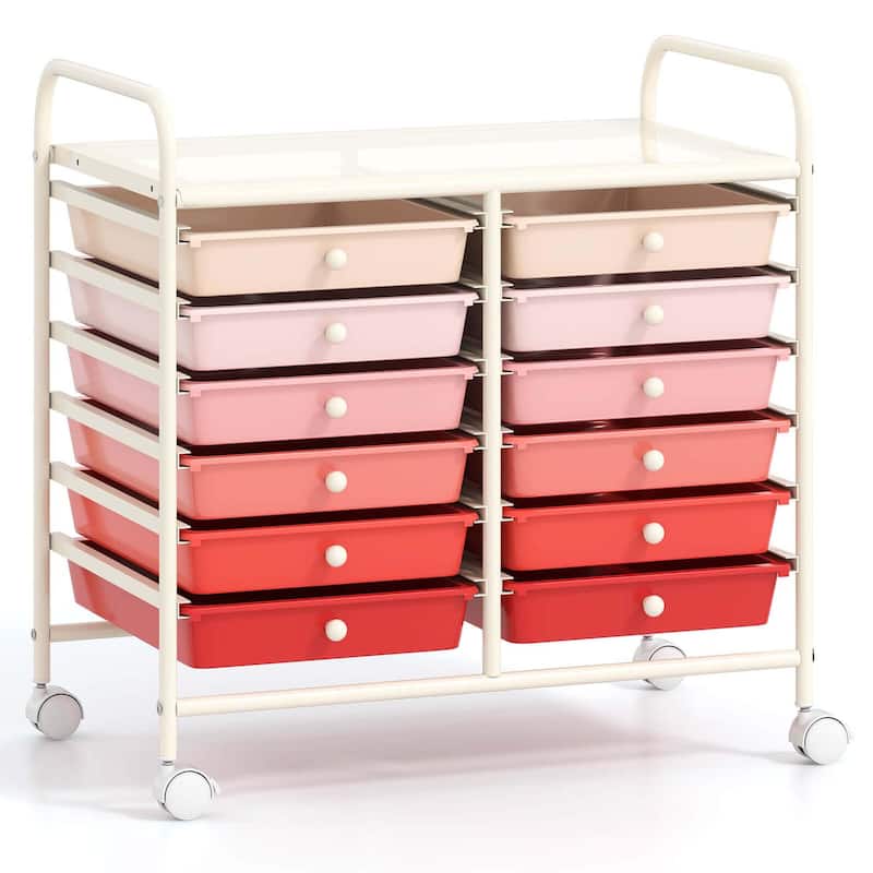 Costway 12 Drawers Rolling Cart Storage Scrapbook Paper Studio - See Details