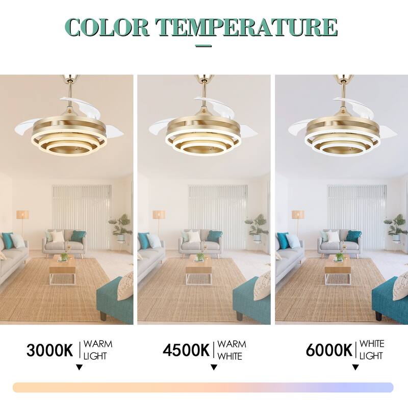 Oaks Aura 42in. LED DIY Shape Modern Ring Ceiling Fan With Lights, 6-Speed Latest DC Motor Remote Control Rose Ceiling Fan