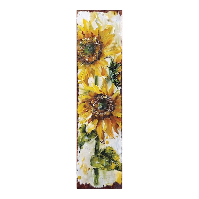 HomeRoots 36" Brown Green And Yellow Solid Wood Sunflowers Porch Sign