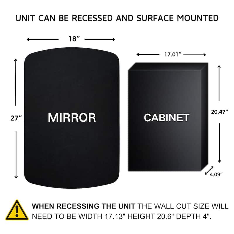 TEHOME Rosia Surface and Recessed Mount Metal Framed Medicine Cabinet with Mirror