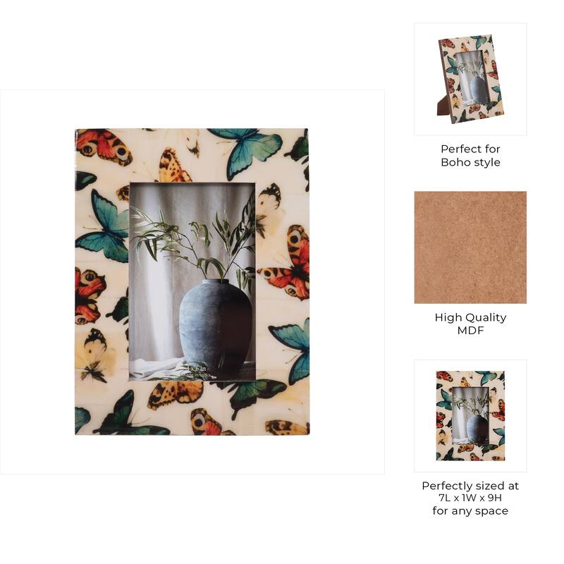Sagebrook Home Wood and Resin Picture Frame - Decorative Polyresin MDF Design