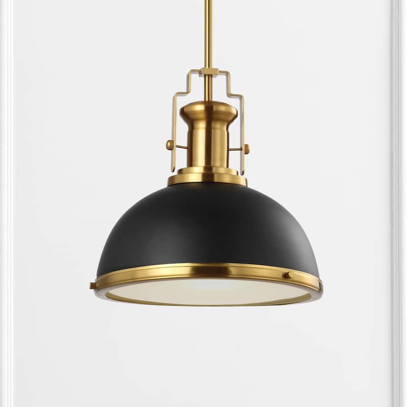 Deere Adjustable Iron/Glass Vintage LED Dome Pendant, by JONATHAN Y