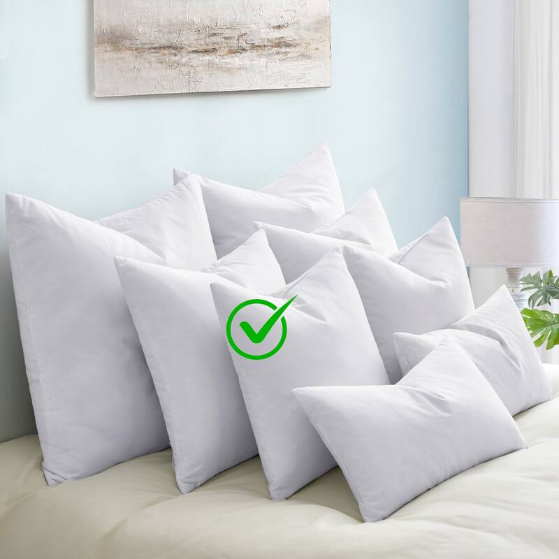Set of 2 Decorative Throw Pillow Insert Quilting, Sofa Pillow Insert - 18 x 18 - White