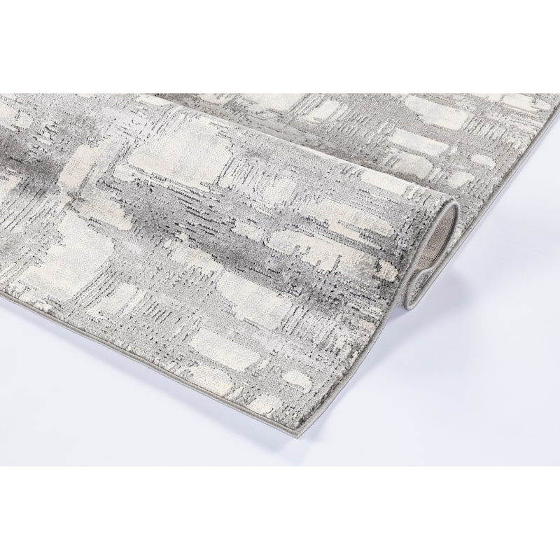 Intense Collection Transitional Abstract Light Grey Geometric Area Rug