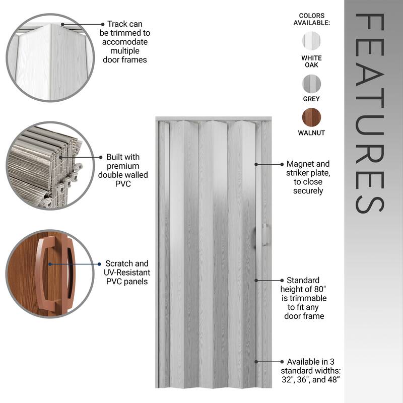 48" W Double Walled Foldable Heavy Duty Accordion Doors