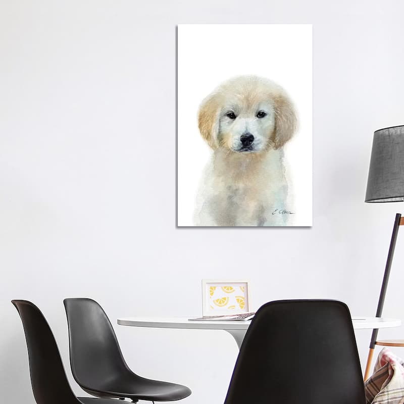 iCanvas "White Golden Retriever Puppy" by Watercolor Luv Canvas Print - 40x26x1.5