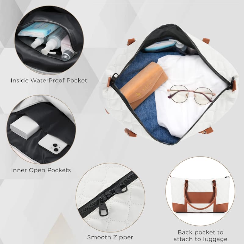 4-Piece, Modern Luggage Sets with Travel Bag and 360° Spinner Wheels, for Boarding Travel, Ivory