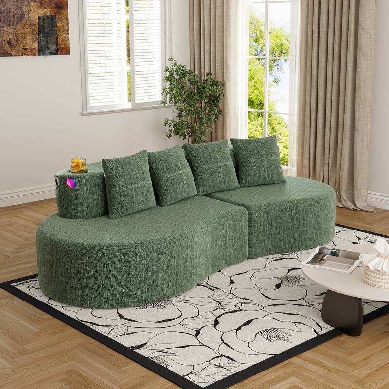 Modern Curved Sectional 3 Seat Minimalist Elegant Half Moon Sofa Compressed Modular Sectional Sofa for Living Room, Office
