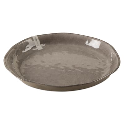 16"x16" Veranda Cracked Glazed Solid Wavy Edge Melamine Dinnerware Salad Plate Dishwasher Safe Indoor Outdoor Grey
