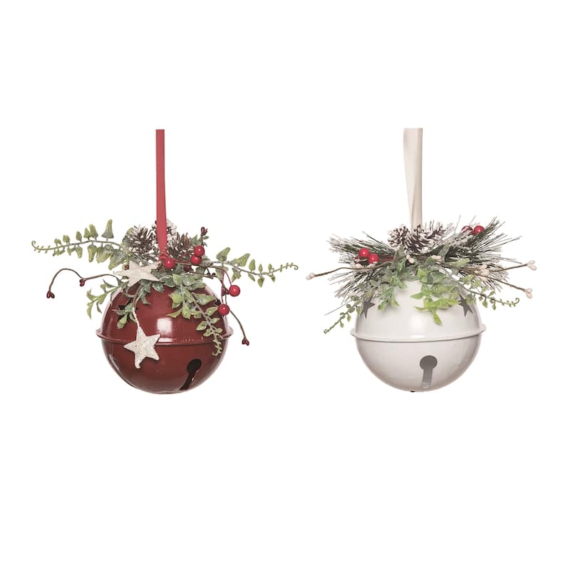 Transpac Metal Ornamental Bell Decor Set of 2 Christmas Home Decorations - Multicolor