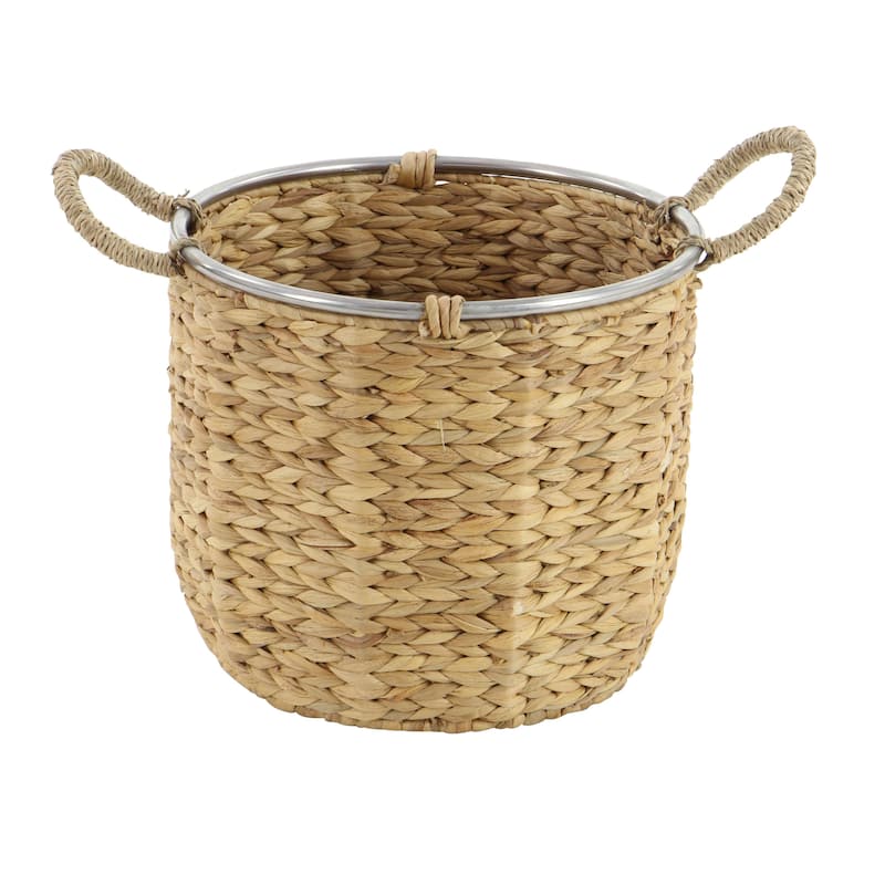 Seagrass Handmade Decorative and Functional Storage Basket with Handles - Set of 2 Light Brown - Roche River Decor