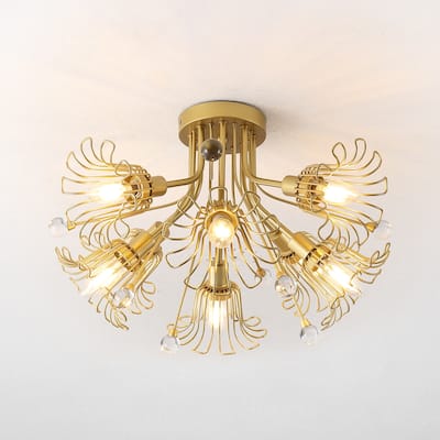 SAFAVIEH Home Lighting Collection Leandra 19" Shabby Chic Flush Mount (8-bulb) - 19" W x 19" D x 13" H