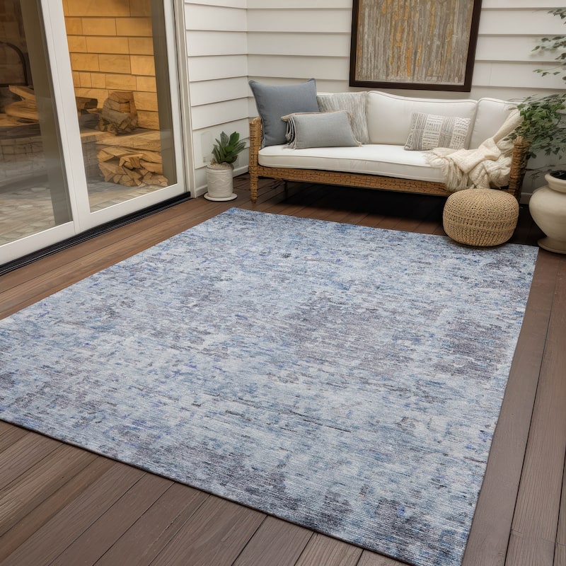 Machine Washable Indoor/ Outdoor Abstract Modern Chantille Rug