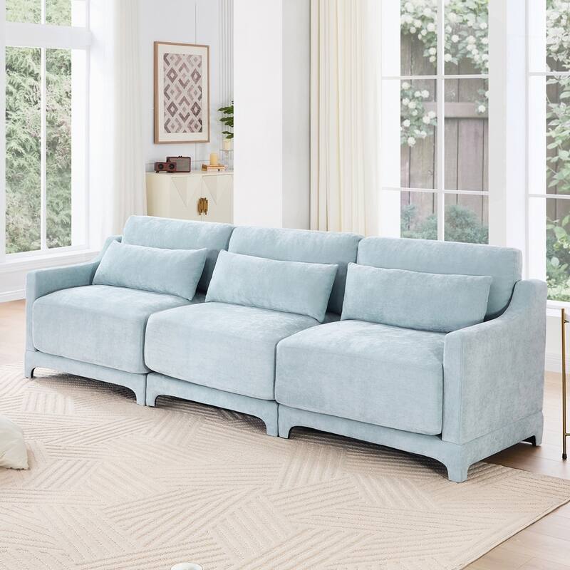 Chenille Fabric sofa - Sky Blue - 3 Seat