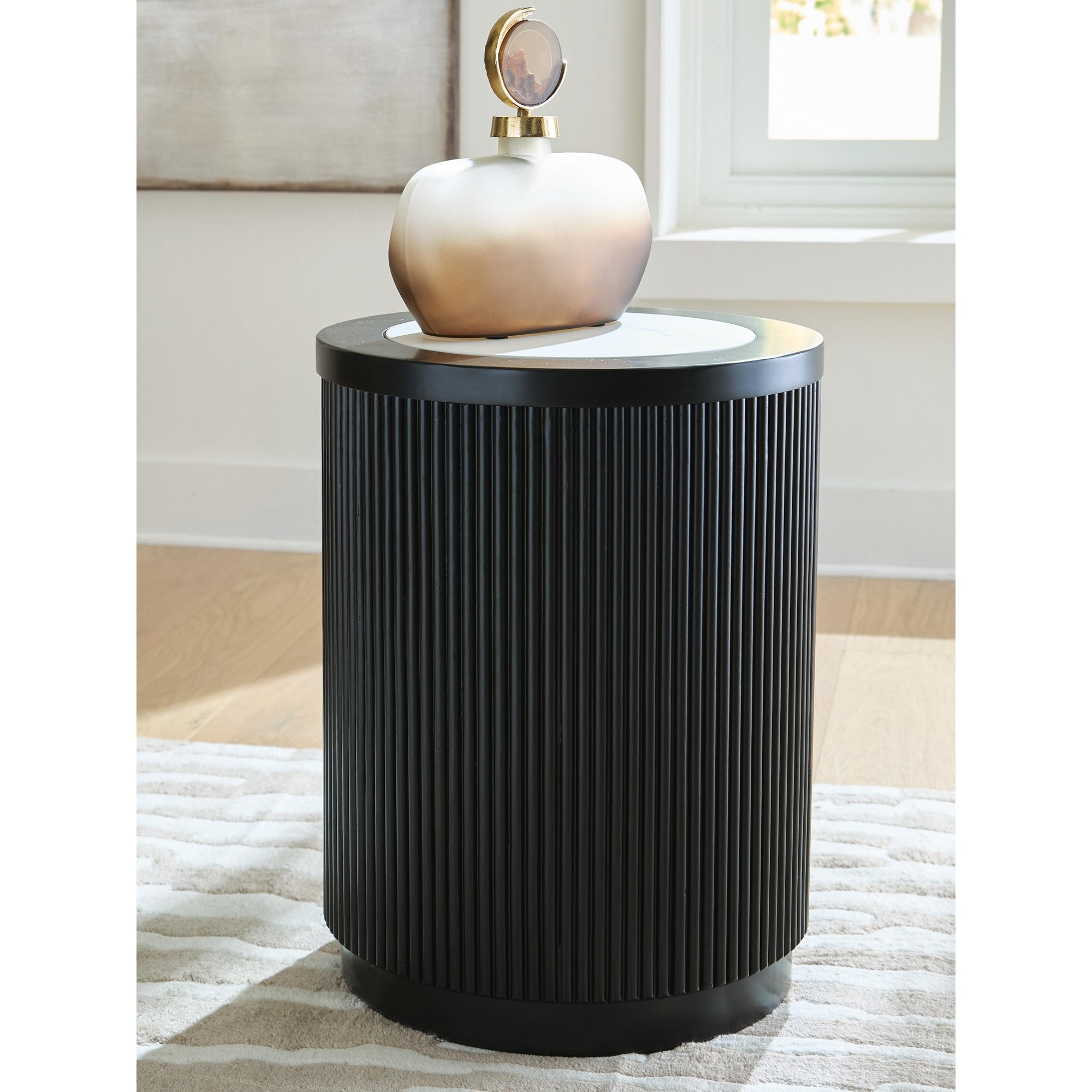 Signature Design by Ashley Grayman Black / White End Table - 19"W x 19"D x 24"H