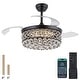 preview thumbnail 15 of 43, Kviflon 48'' Crystal Ceiling Fan with Lights and Remote 6 Speed, 3 Light Change Retractable Blades Chandelier Ceiling Fan