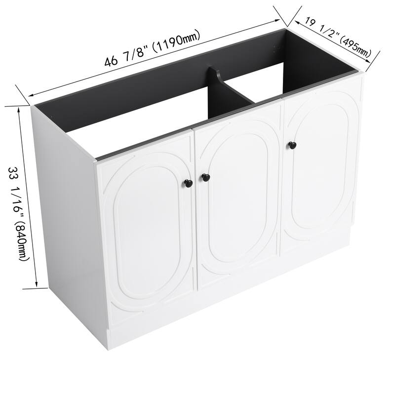 Modern 48 Inch Freestanding Bathroom Vanity Base without Sink, Storage Cabinet with Soft-Close Doors and Adjustable Shelves