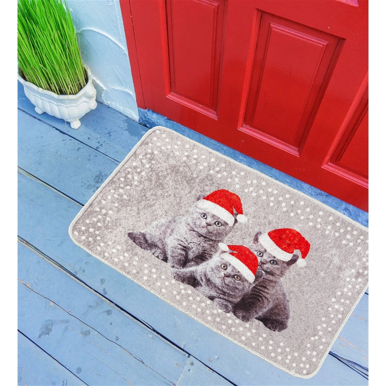  Indoor Doormat Entryway Floor Mat, Let it Snow Christmas Winter  Blue Snowflake Doormats,Non Slip Front Door Mat Washable Welcome Mat Area  Rug for Home Kitchen Bathroom Outdoor Patio, 18x30 inch 