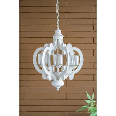 Farmhouse Chandelier, 6-Light Wood Chandelier Pendant Light Fixture with Adjustable Chain , Bulb Not Included