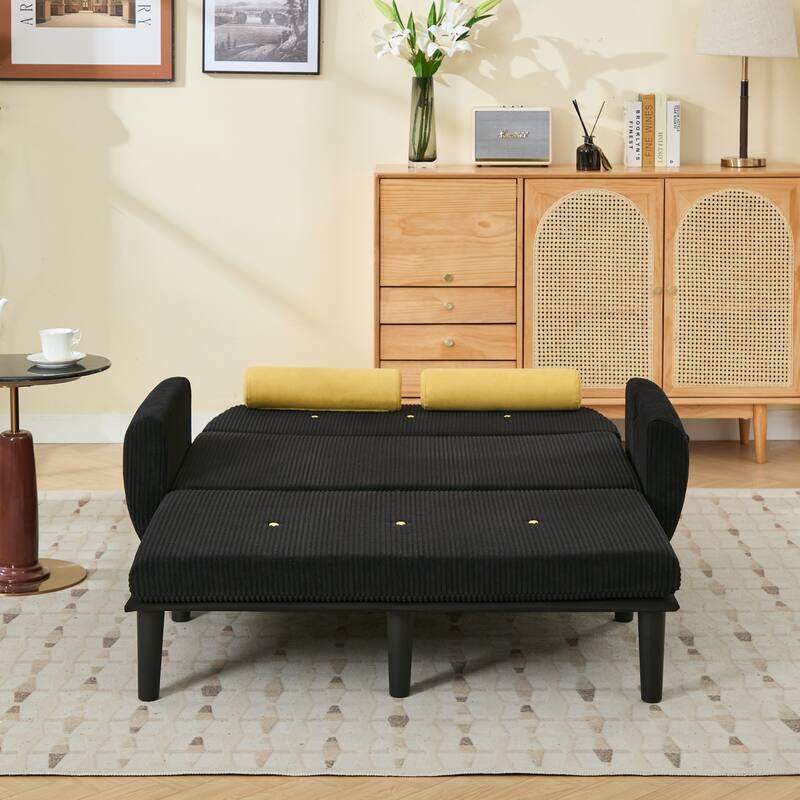 Velvet Sofa Bed, Loveseat with Adjustable Backrest, Sleeper Sofa Daybed with Built-In USB Port