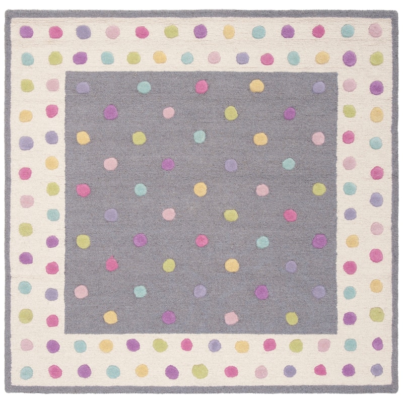 SAFAVIEH Handmade Kids Jocelyne Wool Rug - 3' Square - Grey/Multi
