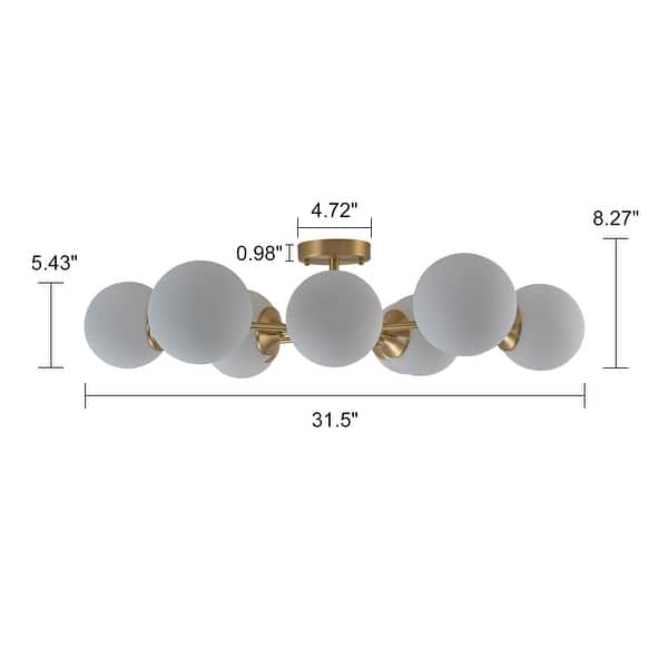 dimension image slide 1 of 2, 38.5" Mid Century Semi Flush Mount Ceiling Light Modern Sputnik Chandelier