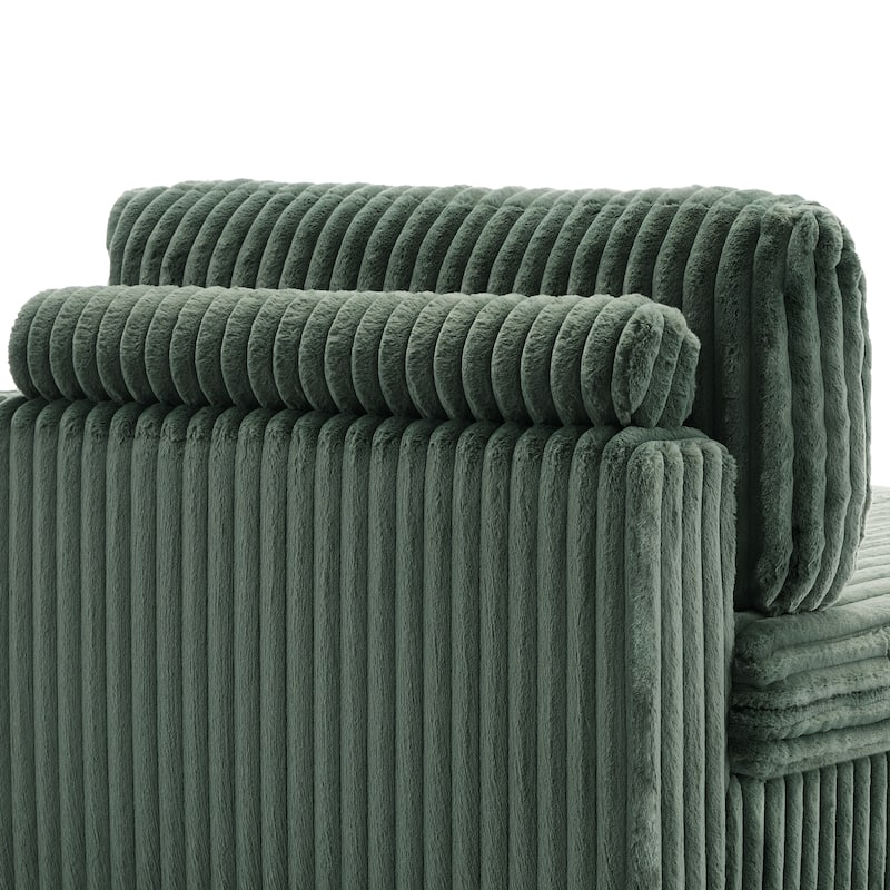 42" W Plush Corduroy Upholstered Chaise Lounge Sleeper for Living