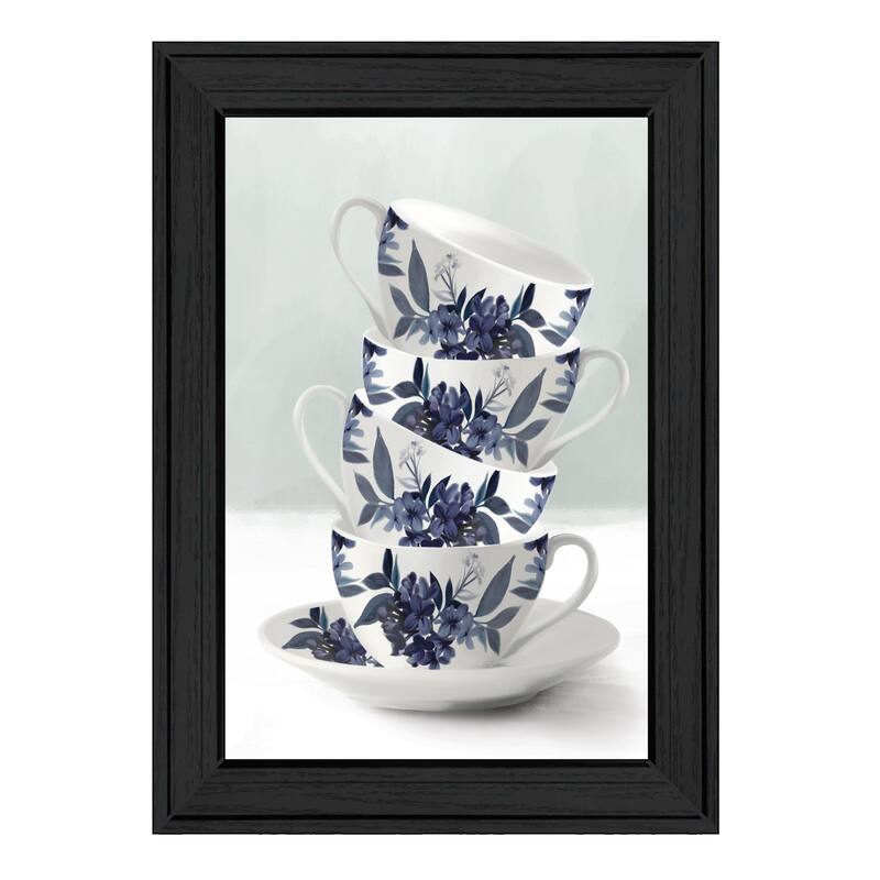Framed Wall Art - Blue Tea Tower, Black Frame