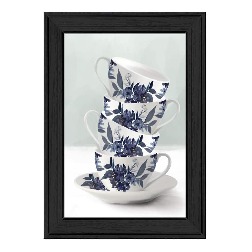 Framed Wall Art - Blue Tea Tower, Black Frame