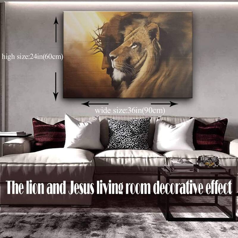 Jesus and Lion Canvas Wall Art Decor Picture