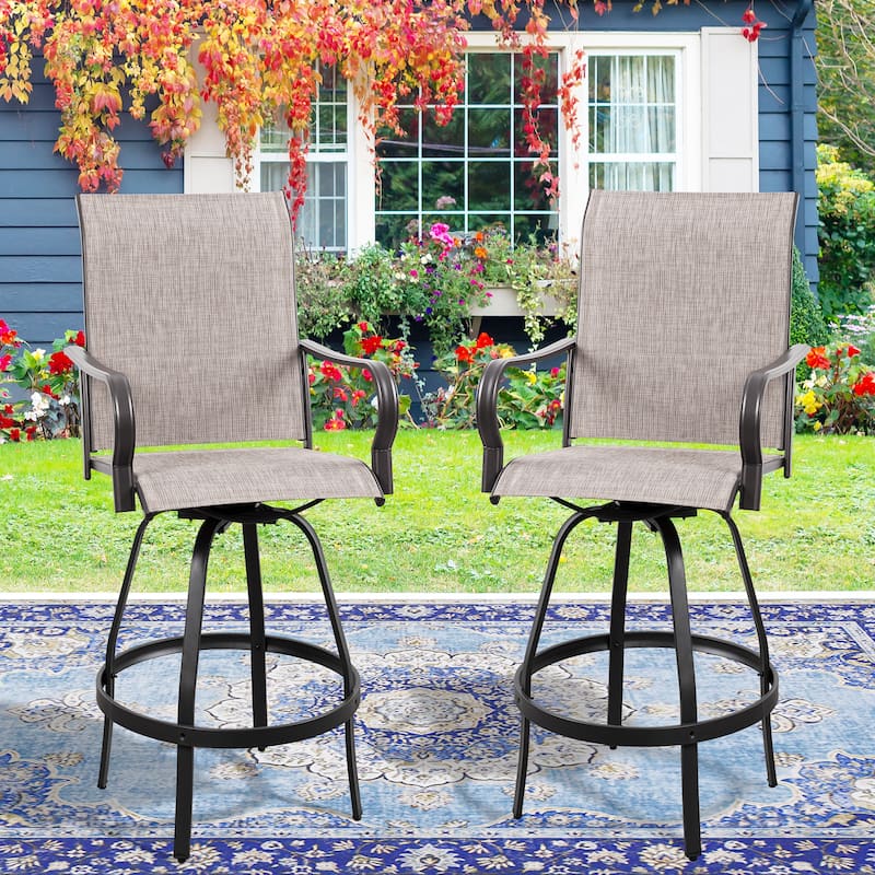 Futzca Patio Swivel Bar Bistro Set or Swivel Bar Stools - Set of 2 - Taupe