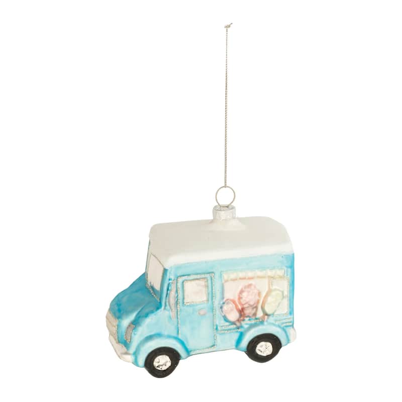 Glass Ice Cream Truck Ornament (Set of 12) - N/A