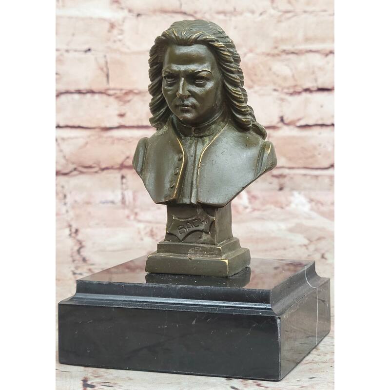 Johann Sebastian Bach Bronze Sculpture On Marble Base