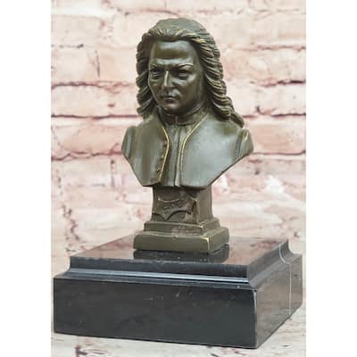 Johann Sebastian Bach Bronze Sculpture On Marble Base