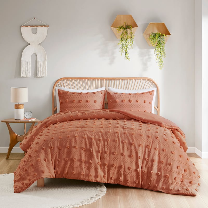 Intelligent Design Vera Clip Jacquard Comforter Set - Rust - Queen
