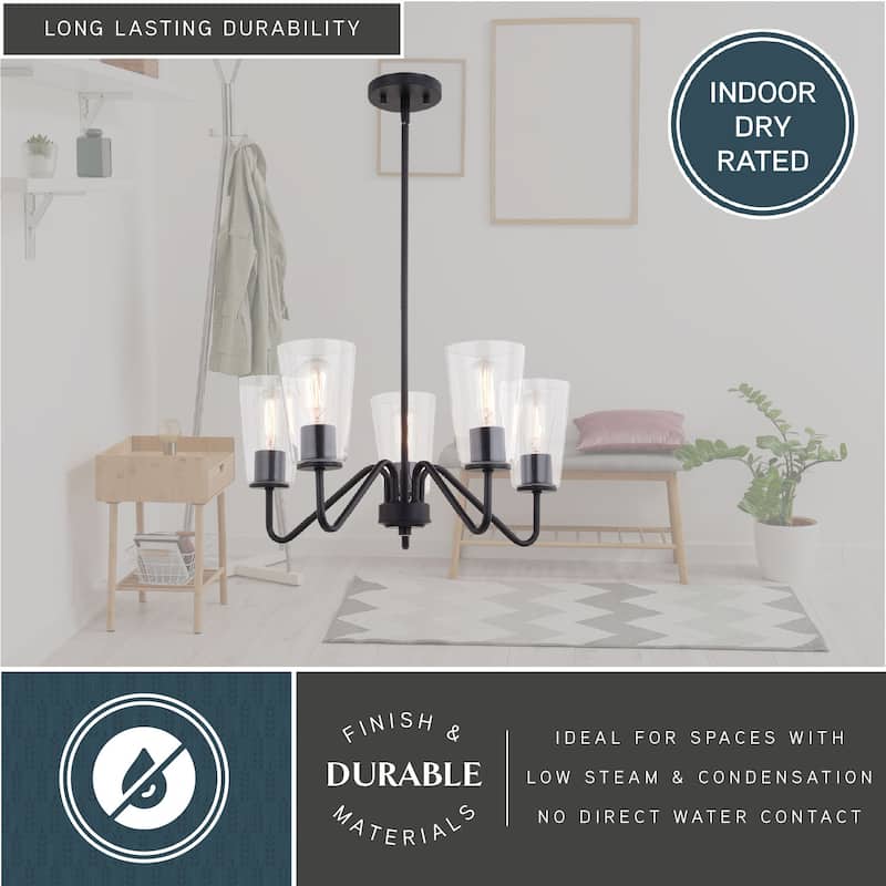 Beverly Chandelier Light Fixture Clear Glass Shade, LED Compatible