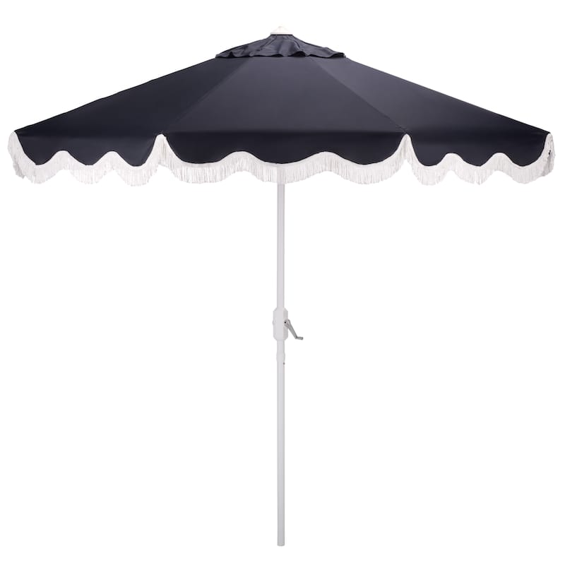 SAFAVIEH Outdoor Living Torsa 9ft Crank Umbrella - Navy/White