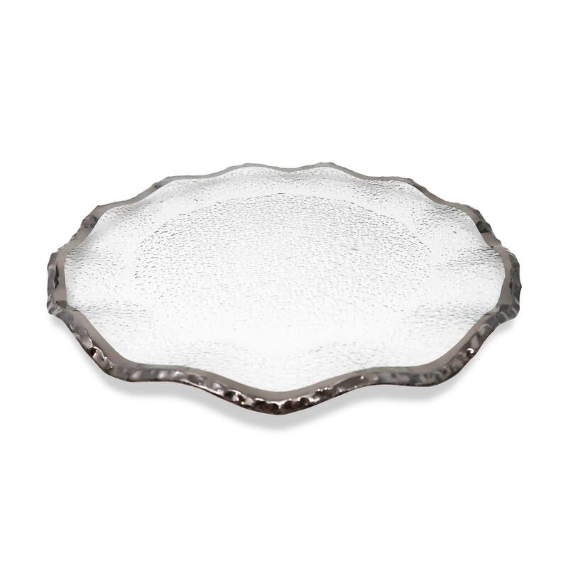 Set of 4 Glass Chargers with Scalloped Rim - Side Plate