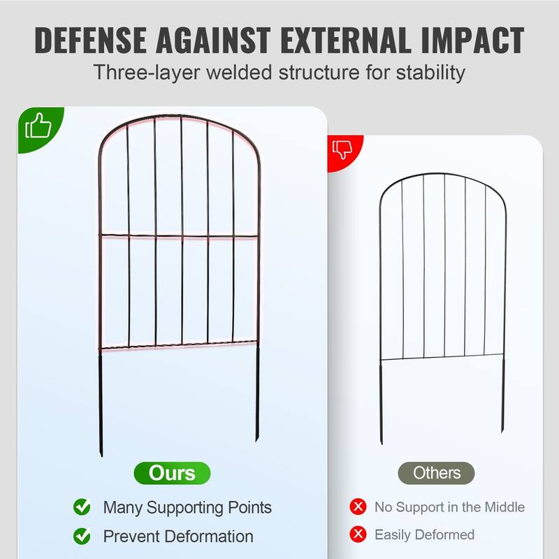 Black Metal Animal Barrier and Decorative Garden Fencing with Spike Space Ideal for Outdoor Use - 24 x 13 inch