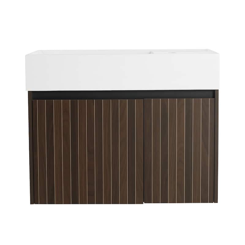 30 Inch Bathroom Cabinet With Sink,Soft Close Doors,Float Mounting Design, For Small Bathroom