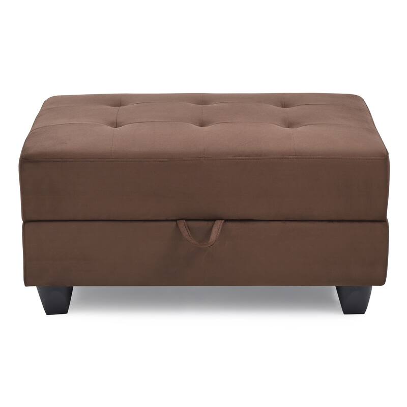 Micro-suede Button Tufted Storage Ottoman
