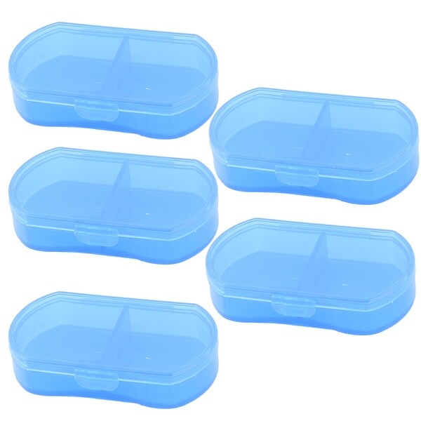 Outdoor Travel PP 2 Slots Medicine Pill Storage Holder Case Box Blue 5 Pcs