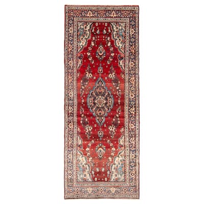 ECARPETGALLERY Hand-knotted Andelz Red Wool Rug - 3'5 x 9'5