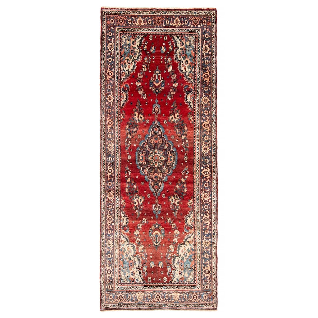ECARPETGALLERY Hand-knotted Andelz Red Wool Rug - 3'5 x 9'5